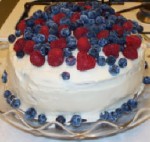Red Velvet Cake with Raspberries and Blueberries