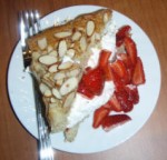 Toasted Almond Cake  with Strawberries in Rose Water Syrup